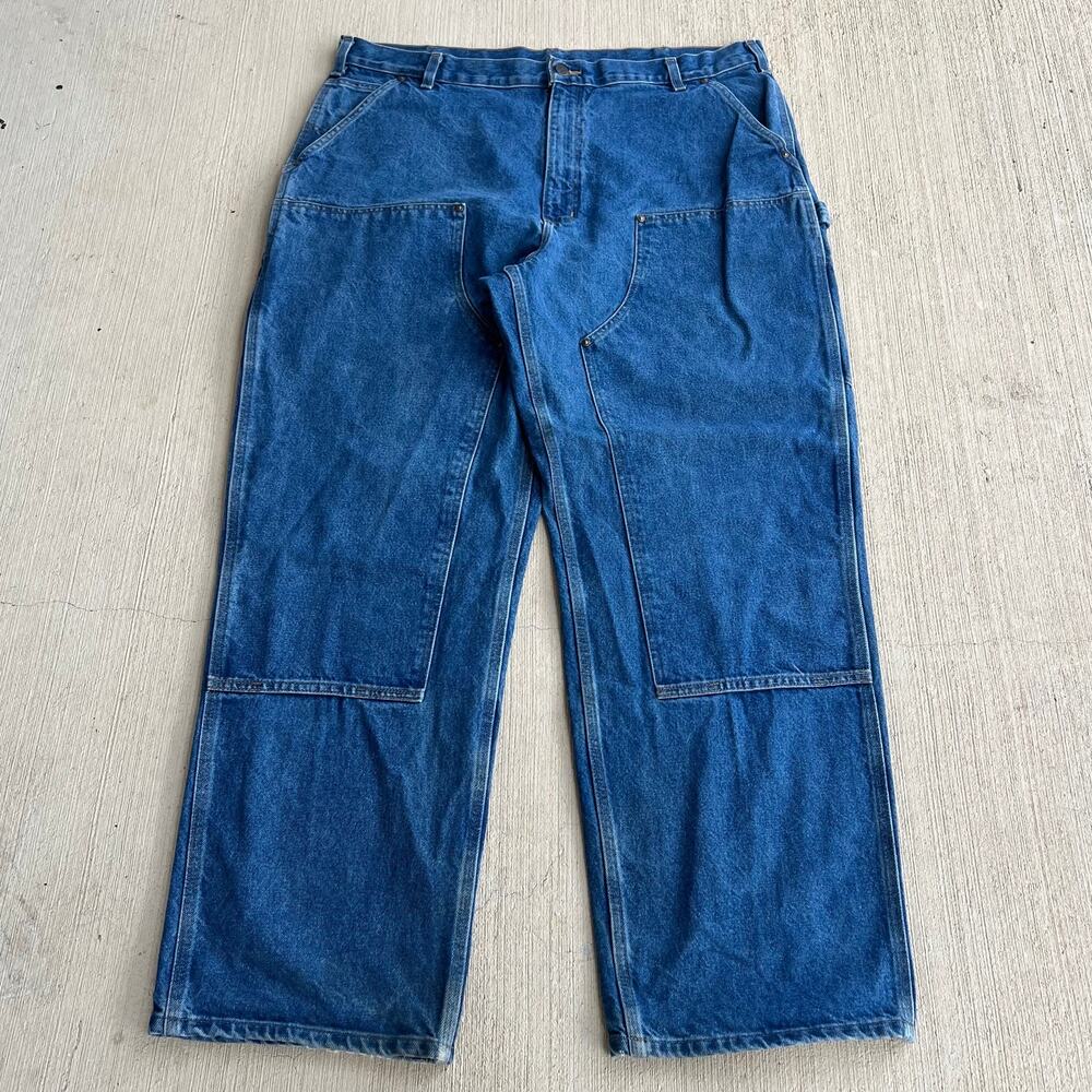 Carhartt Denim blue jeans double knee work wear carpenter pants